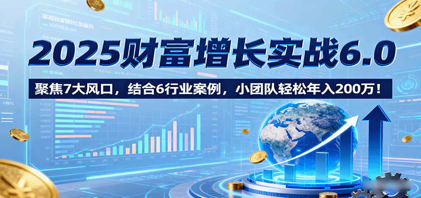 2025财富增长实战6.0，聚焦7大风口，结合6行业案例，小团队轻松年入200万！-十一网创