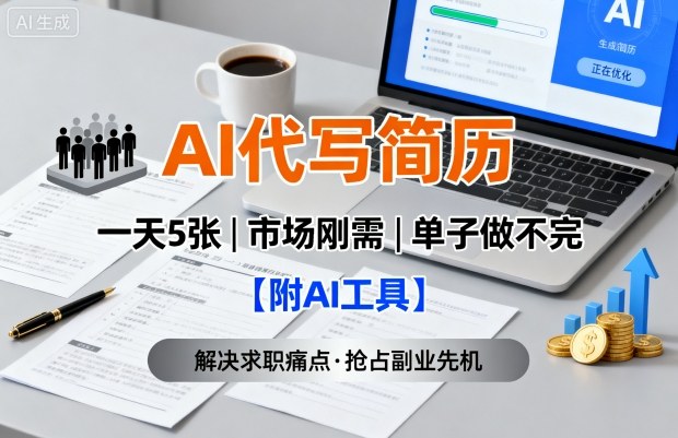 AI代写简历，一天5张，今年找工作难，市场刚需，单子做不完【附AI工具】-十一网创