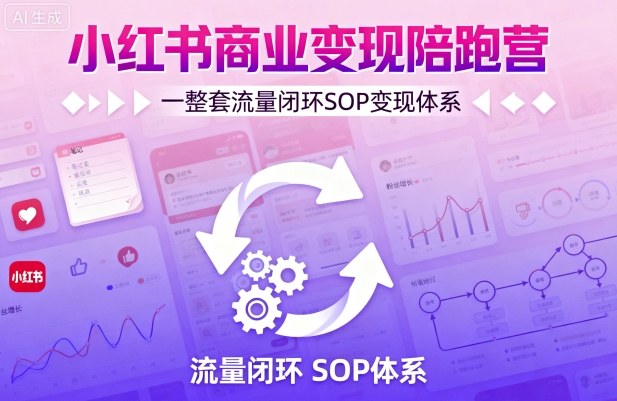 小红书商业变现陪跑营，轻IP矩阵私域获客聚光投流，一整套流量闭环SOP变现体系-十一网创