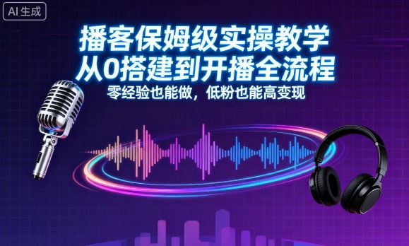 播客保姆级实操教学，从0搭建到开播全流程，零经验也能做，低粉也能高变现-十一网创