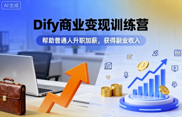 Dify商业变现训练营，帮助普通人升职加薪，获得副业收入-十一网创