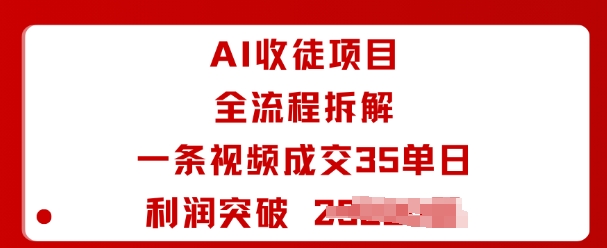 AI收徒项目全流程拆解一条视频成交35单日利润突破1k+-十一网创