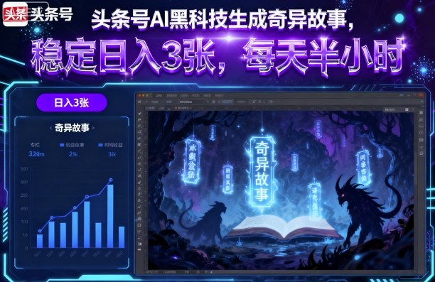 头条号AI黑科技生成奇异故事，稳定日入3张，每天半小时-十一网创